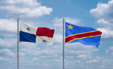 Congo and Panama flags, country relationship concept