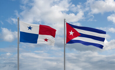 Cuba and Panama flags, country relationship concept