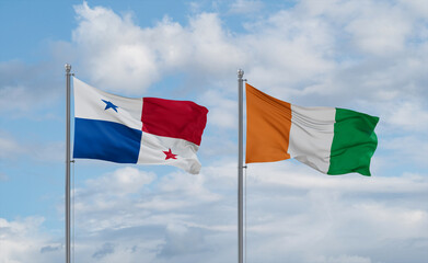 Ivory Coast and Panama flags, country relationship concept