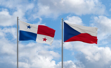 Czech Republic and Panama flags, country relationship concept