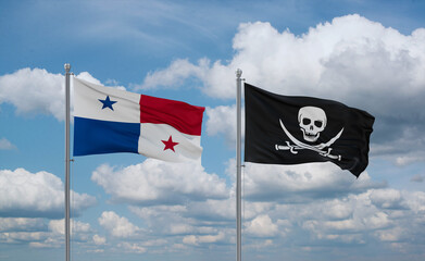 Pirate and Panama flags, country relationship concept