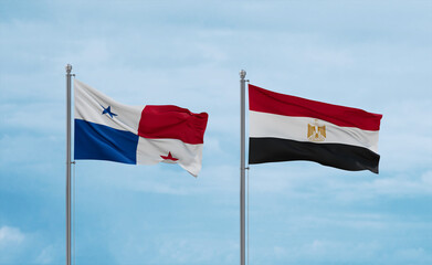 Egypt and Panama flags, country relationship concept