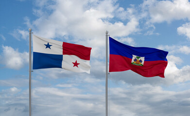 Haiti and Panama flags, country relationship concept