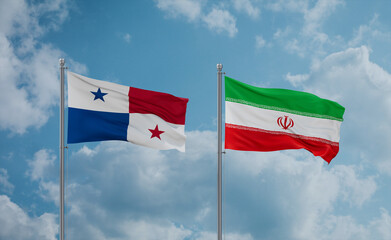 Iran and Panama flags, country relationship concept