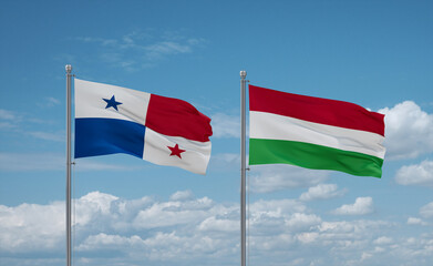 Hungary and Panama flags, country relationship concept