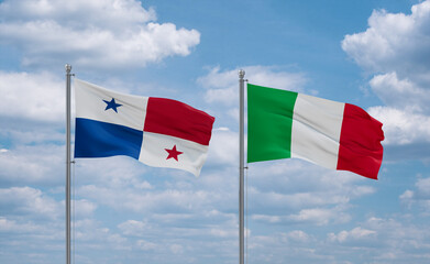 Italy and Panama flags, country relationship concept