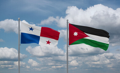 Jordan and Panama flags, country relationship concept