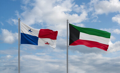 Kuwait and Panama flags, country relationship concept