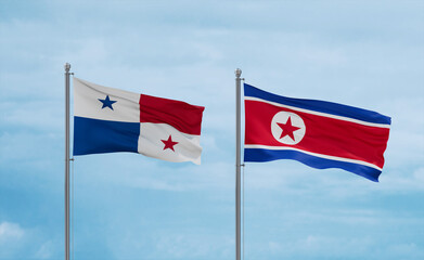 North Korea and Panama flags, country relationship concept