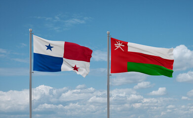 Oman and Panama flags, country relationship concept