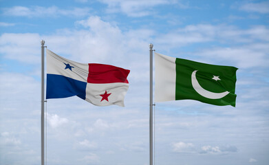 Pakistan and Panama flags, country relationship concept