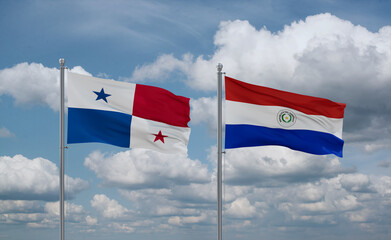 Paraguay and Panama flags, country relationship concept