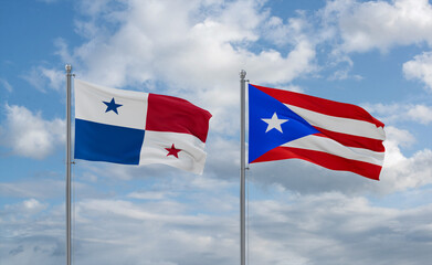 Puerto Rico and Panama flags, country relationship concept - 668711677