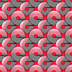 Seamless pattern with circles and geometric lines. Illustration with template, texture and noise