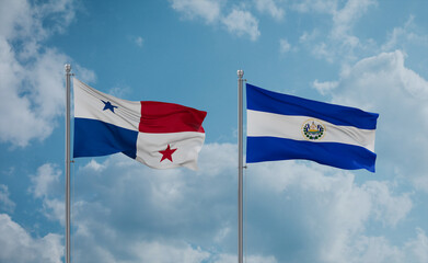Salvador and Panama flags, country relationship concept