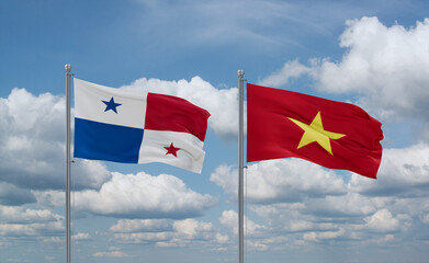 Vietnam and Panama flags, country relationship concept