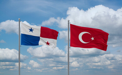 Turkey and Panama flags, country relationship concept