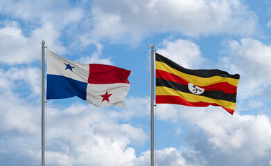 Uganda and Panama flags, country relationship concept