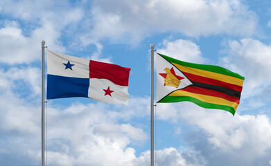 Zimbabwe and Panama flags, country relationship concept