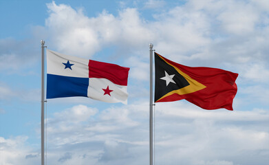 East Timor and Panama flags, country relationship concept