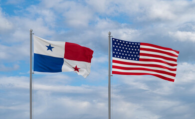 USA and Panama flags, country relationship concepts