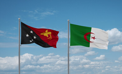 Papua New Guinea and Algeria national flags, country relationship concept