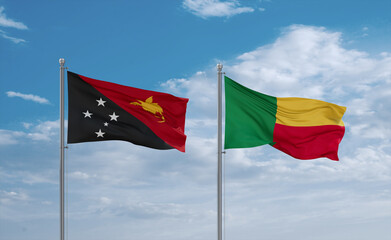Benin and Papua New Guinea flags, country relationship concept