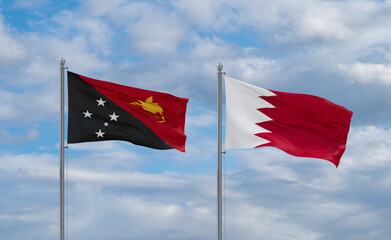 Bahrain and Papua New Guinea flags, country relationship concept