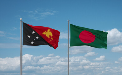 Bangladesh and Papua New Guinea flags, country relationship concept