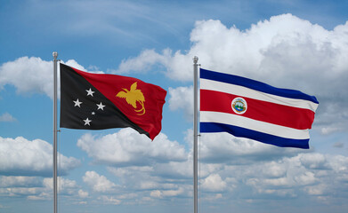 Costa Rico and Papua New Guinea flags, country relationship concept