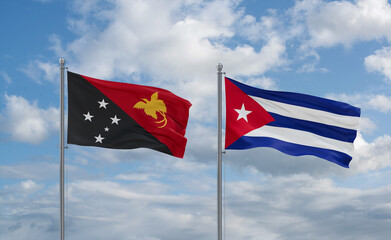 Cuba and Papua New Guinea flags, country relationship concept