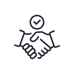 Handshake, agreement, partnership, commitment editable stroke outline icon isolated on white background flat vector illustration. Pixel perfect. 64 x 64. - obrazy, fototapety, plakaty