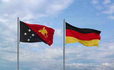 Germany and Papua New Guinea flags, country relationship concept