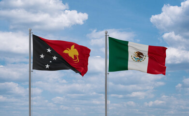 Mexico and Papua New Guinea flags, country relationship concept