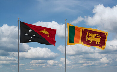 Sri Lanka and Papua New Guinea flags, country relationship concept