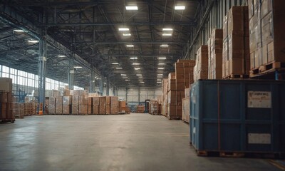 Warehouse and warehouse technologies. Racks, Boxes, pallets, loaders