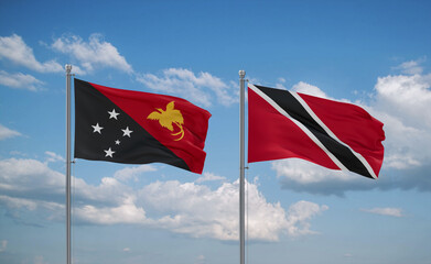 Trinidad and Tobago and Papua New Guinea flags, country relationship concept