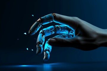 Blue robot hand An iconic AI assistant for streamlined industrial business