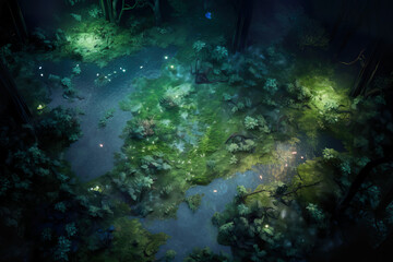 Fototapeta na wymiar DnD Map Enchanting Forest Glade Seen From Above