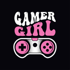 Gamer Girl, Awesome Style Wavy Gaming Design For Girls T-shirt And Other Uses, Controller Vector Illustration