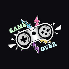Game Over! Awesome Gaming T-Shirt Design, For Truly Gamers Only! Controller Vector Illustration