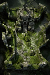 DnD Map Moss-Covered Ruins: Aerial View.