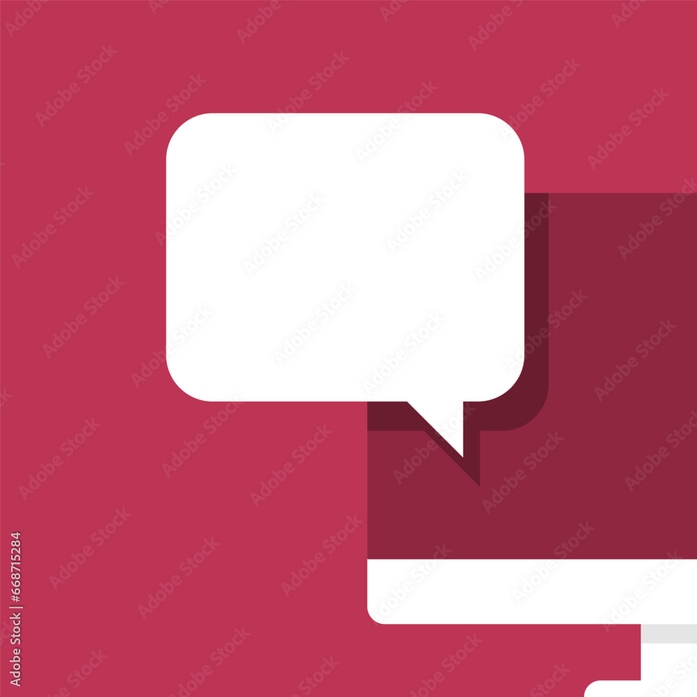 Poster Message template on the computer. A new notification popped up on the screen. Empty place to insert your text, image