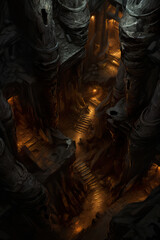 Fototapeta na wymiar DnD Map Subterranean Cave: Deep and Mysterious