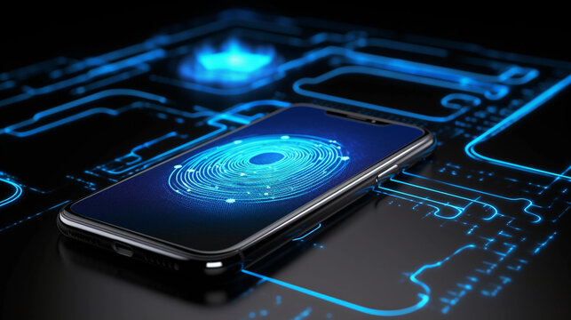 mobile smartphone using biometric finger print, cybersecurity of personal data, safety,  and authentication
