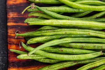 green bean raw bean pod healthy eating cooking meal food snack on the table copy space food background rustic top view