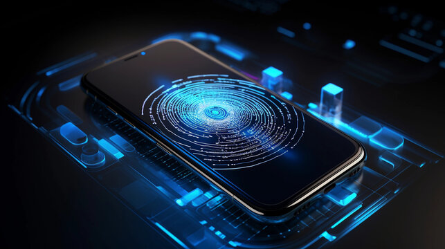 mobile smartphone using biometric finger print, cybersecurity of personal data, safety,  and authentication