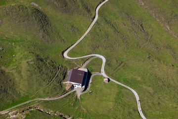 House and road seen from above, Stoos, Schwyz, Switzerland