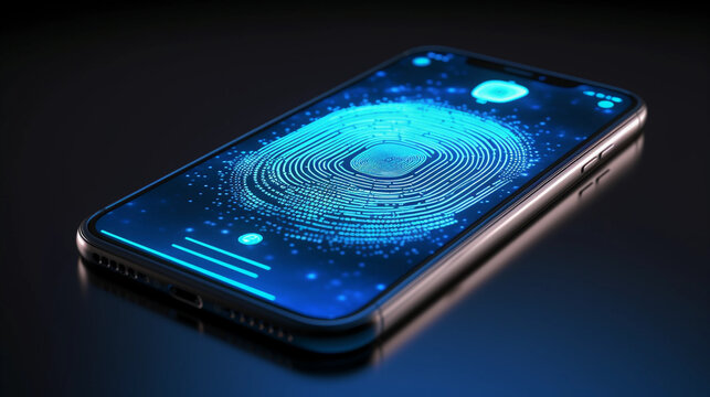 mobile smartphone using biometric finger print, cybersecurity of personal data, safety,  and authentication