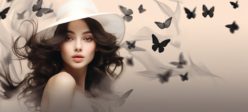 fantasy on the theme of a beautiful woman and butterflies 